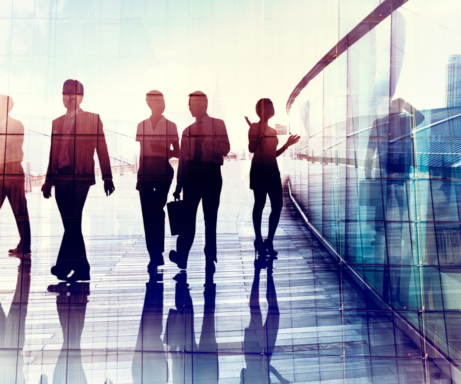 Silhouettes of Business People Walking in the Office